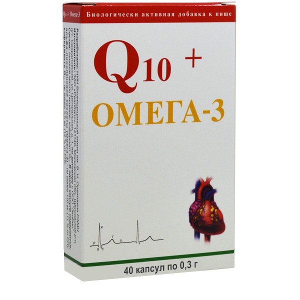 Q10 + Омега-3 БАД, № 40 капс. х 0,3 г